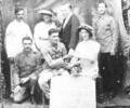 Soldiers at tea with the Thick Family