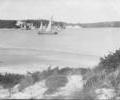 Sailing boat in front of Brownsea Castle