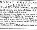 Thomas Phippard Clock and Watch Maker, 1748