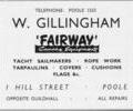 Advert for W.Gillingham, Yacht equipment.