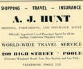 Advert for A.J Hunt.
